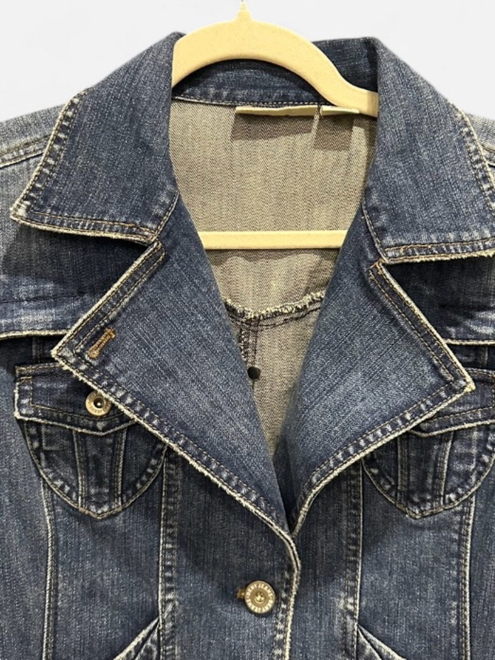 Vintage DKNY Y2K Fitted Denim Jacket Petite Small Classic Preppy Boho - Picture 6 of 11